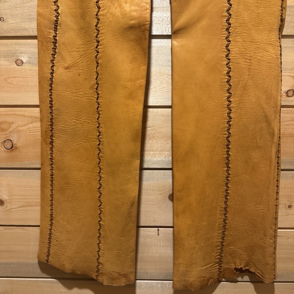 VTG 1970s North Beach Leather Whipstitch Leather Pants Ladies 7/8 - Picture 9 of 14